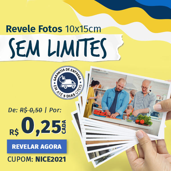 Revelação de fotos a partir de R$0,25