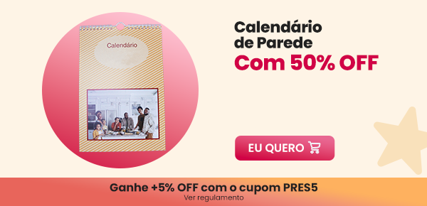  Calendário de parede 50% OFF - Nicephotos