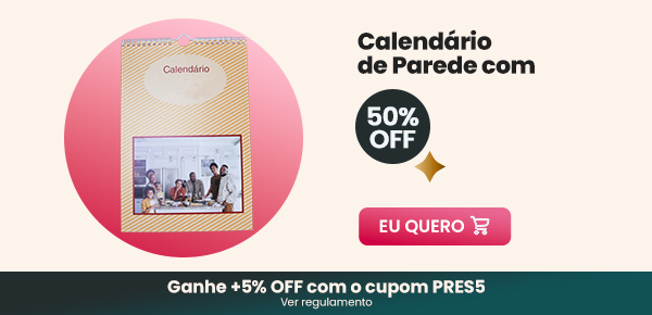  Calendário de parede 50% OFF - Nicephotos