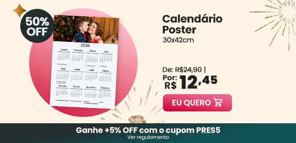 Calendário poster 50% OFF - Nicephotos